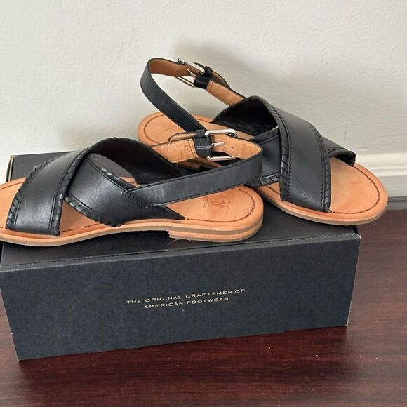 💥Frye leather feather criss cross sandal in black size 7,5 and 6,5 - Picture 11 of 16
